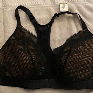 Soma Black Lace black bra tan lining